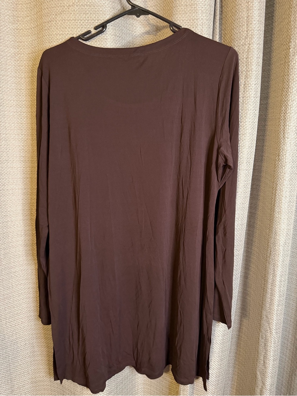 Eileen Fisher Brown Long Sleeve Scoop Neck Tunic - Picture 6 of 6